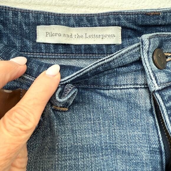 PILCRO Patchwork Embroidered Straight Leg Jeans Mid Rise Boho Indie Women 30 - Picture 2 of 6